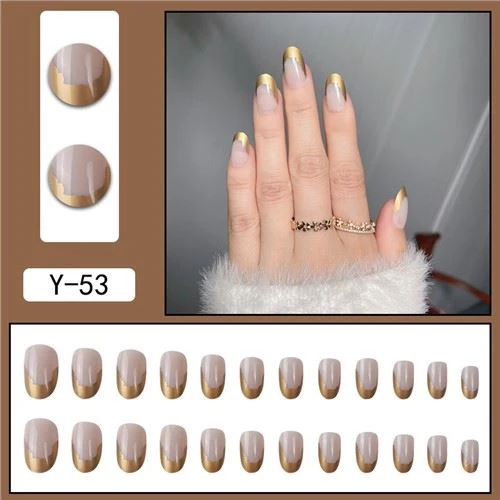 Gold Trims Artificial Full Cover Press On Nails