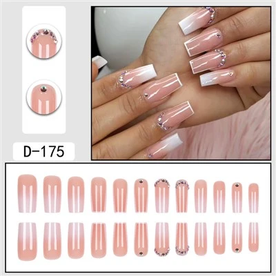 Diamante Faux Ongles Français